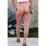 Elastic Waist Casual Cropped Pants