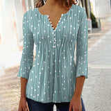 Elegant Printed V Neck Long Sleeve Shirt