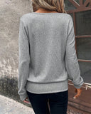 Solid Square Neck Long Sleeve Shirt