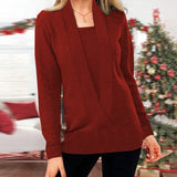 Fake Two Piece V-Neck Sweaters