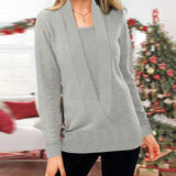Fake Two Piece V-Neck Sweaters
