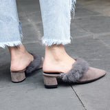 Fashion Sheepskin Chunky Rabbit Fur Loafers