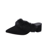 Fashion Sheepskin Chunky Rabbit Fur Loafers