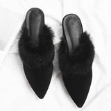 Fashion Sheepskin Chunky Rabbit Fur Loafers