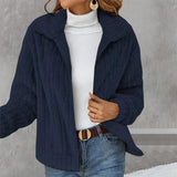 Women's Lapel Full-Zip Polar Soft Fleece Cropped Coat