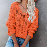 Women's Crochet Long Sleeve Knitted Sweater