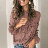 Flared Sleeve Long Sleeve Hollow Lace Shirt