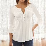 Flared Sleeve V-Neck Pleated Blouse