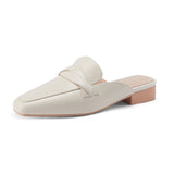 Flat Chunky Leather Mules