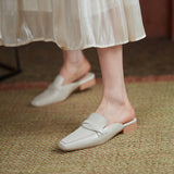 Flat Chunky Leather Mules