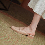 Flat Chunky Leather Mules