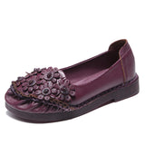 Floral Comfort Mom Leather Shoes