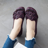 Floral Comfort Mom Leather Shoes