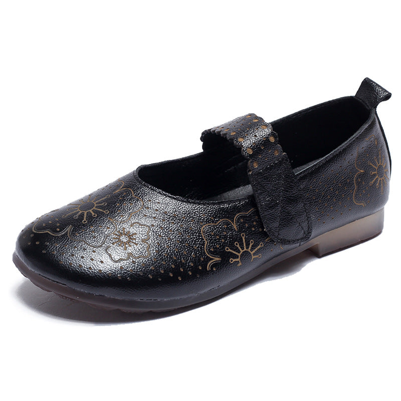 Flower Pattern Leather Shoes