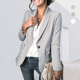 Women's Solid Lapel Collar One Button Front Slim Blazer