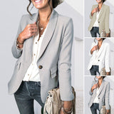 Women's Solid Lapel Collar One Button Front Slim Blazer