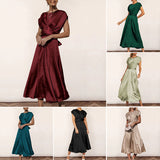 Stain Short Sleeve Wrap Maxi Dress
