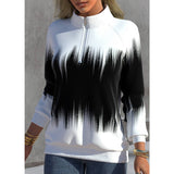 Half Turtleneck Print  Zip Long Sleeve Sweatshirt