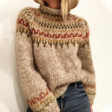 Half Turtleneck Pullover Print Sweater