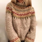 Half Turtleneck Pullover Print Sweater