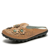 Hollow Out Covered Toe Loafers With Floral