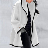 Hooded Color Block Woolen Coat