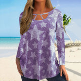 Irregular Neckline Long-sleeve T-shirt