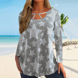 Irregular Neckline Long-sleeve T-shirt