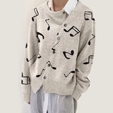 Irregular Slant Button Crew Neck Knit Jacket