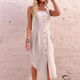 Kimberley Linen Dress-Apricot