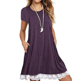 Lace Panel Crew Neck Comfort Dress