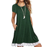 Lace Panel Crew Neck Comfort Dress