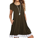 Lace Panel Crew Neck Comfort Dress