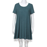 Lace Panel Crew Neck Comfort Dress