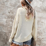 Womens V Neck Long Sleeve Pullover Sweater
