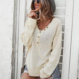 Womens V Neck Long Sleeve Pullover Sweater