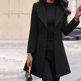 Lapel Solid Color Slim Woolen Coat