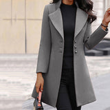 Lapel Solid Color Slim Woolen Coat