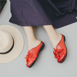 Leather Cutout Flat Mules