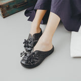Leather Cutout Flat Mules