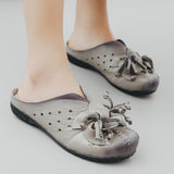 Leather Cutout Flat Mules