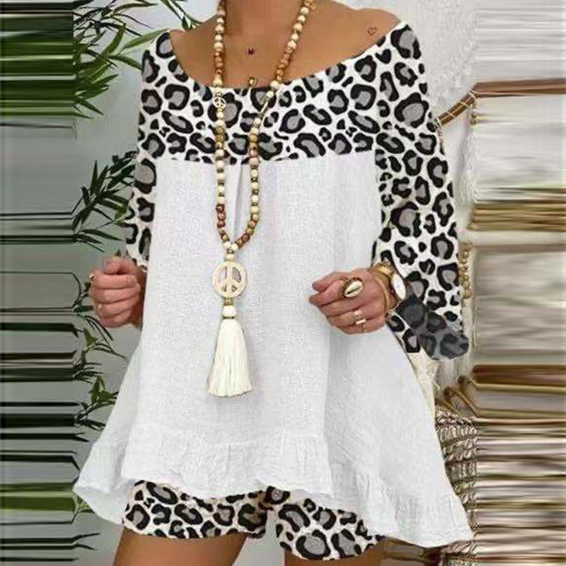 Leopard Panelled Loose Cotton Set