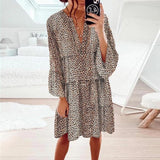 Leopard Print V-Neck Loose Dress