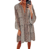 Leopard Print V-Neck Loose Dress