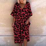 Leopard Print V-Neck Ruffle Sleeve Dress