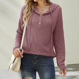 Long Sleeve Button Hooded Sweater