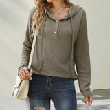 Long Sleeve Button Hooded Sweater