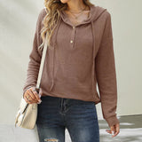 Long Sleeve Button Hooded Sweater