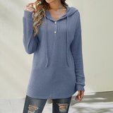 Long Sleeve Button Hooded Sweater