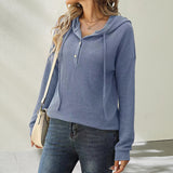 Long Sleeve Button Hooded Sweater